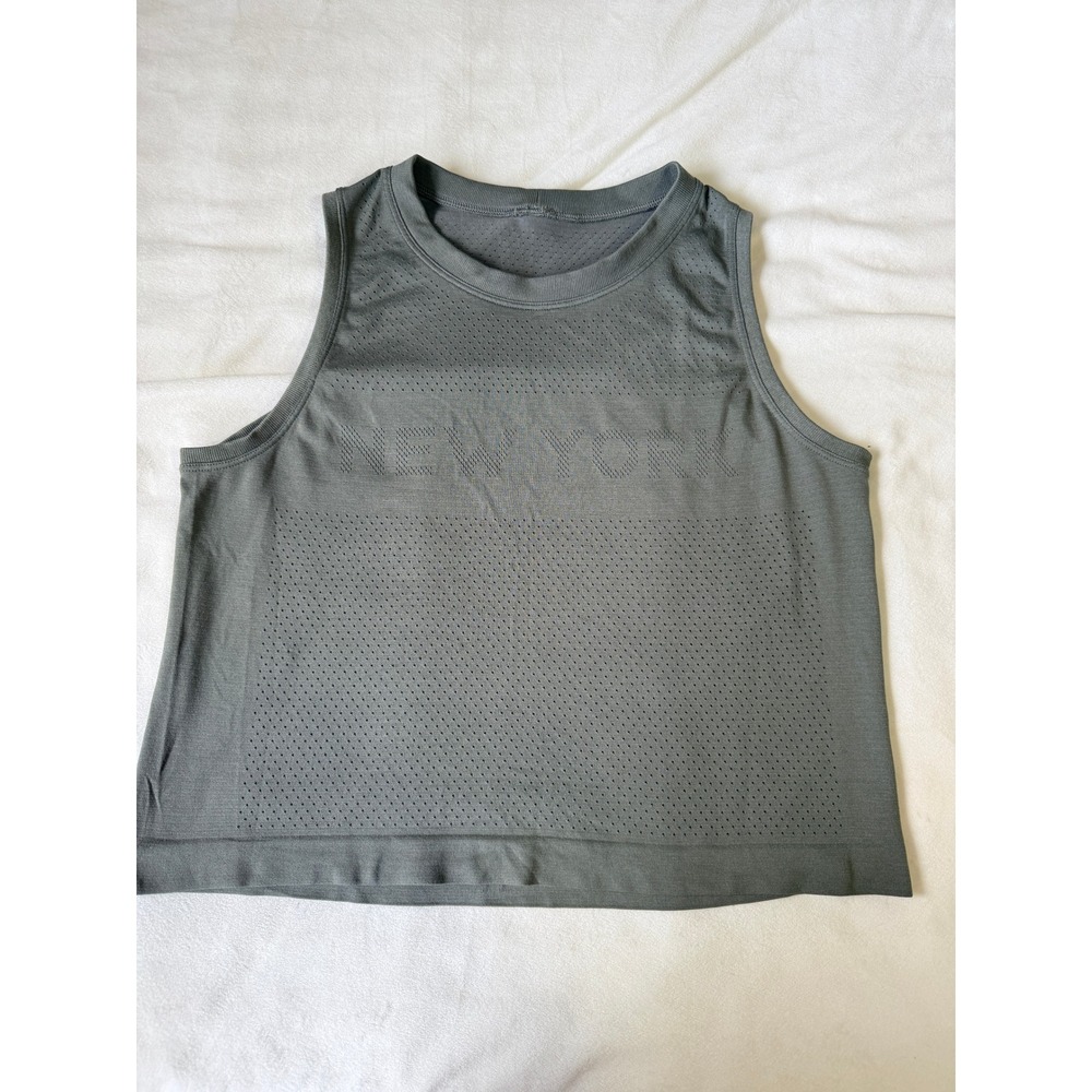 Lululemon New York Swiftly Mesh Relaxed Tank Top Olive Green Sleeveless Size 6-8